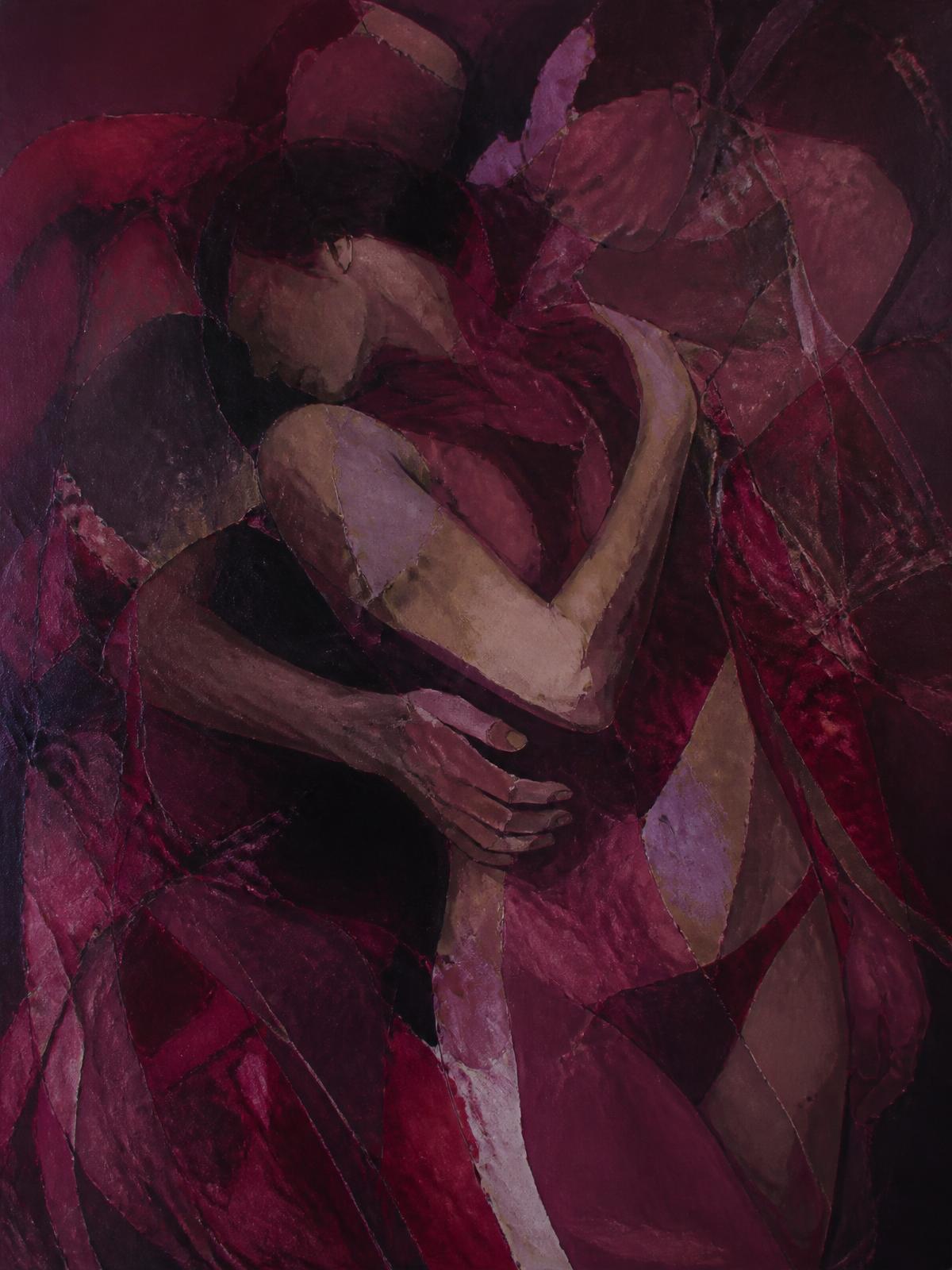 Burgundy abstract artwork by Noa Sade